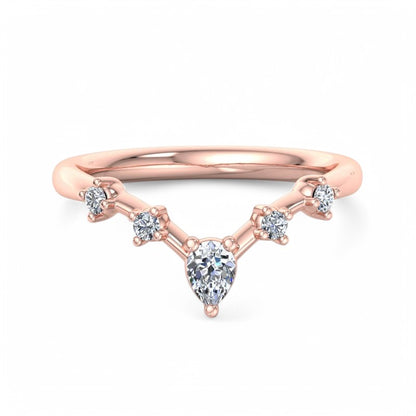 1/4Ct Pear shaped Lab Grown Diamond Stacking Curved wedding band