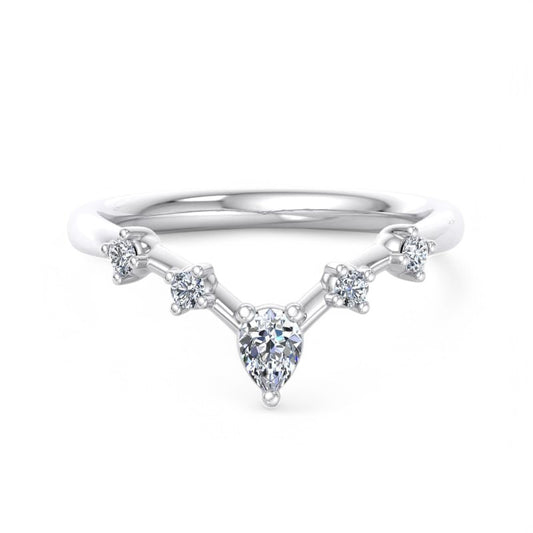1/4Ct Pear shaped Lab Grown Diamond Stacking Curved wedding band