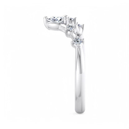 1/4Ct Pear shaped Lab Grown Diamond Stacking Curved wedding band