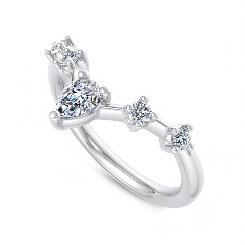 1/4Ct Pear shaped Lab Grown Diamond Stacking Curved wedding band