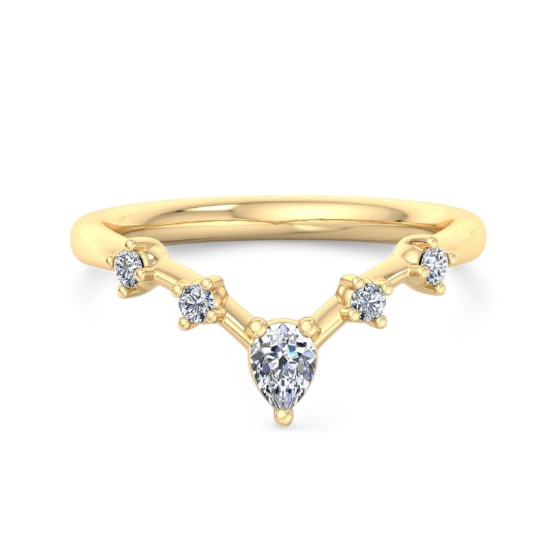 1/4Ct Pear shaped Lab Grown Diamond Stacking Curved wedding band
