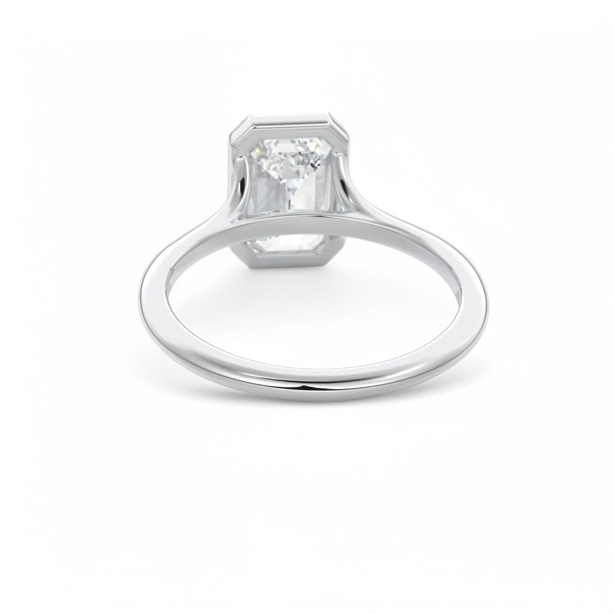 2.00 CT Emerald Cut Lab Grown Diamond Solitaire Bezel Setting Engagement Ring 14k Yellow Gold
