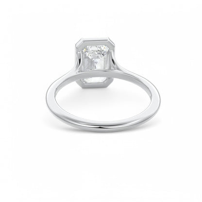 2.00 CT Emerald Cut Lab Grown Diamond Solitaire Bezel Setting Engagement Ring 14k Yellow Gold