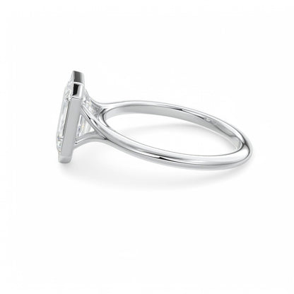 2.00 CT Emerald Cut Lab Grown Diamond Solitaire Bezel Setting Engagement Ring 14k Yellow Gold
