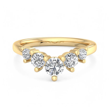   lab grown curved wedding band yellow gold