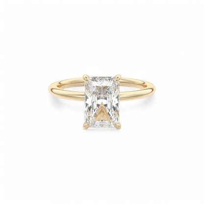 F/VS 2.00Ct Radiant Cut Lab Grown Diamond Hidden Halo Engagement Ring in 14k Yellow Gold