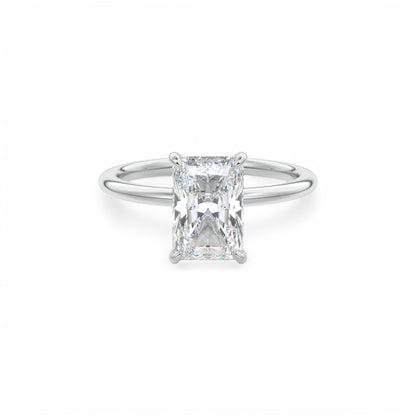 F/VS 2.00Ct Radiant Cut Lab Grown Diamond Hidden Halo Engagement Ring in 14k Yellow Gold