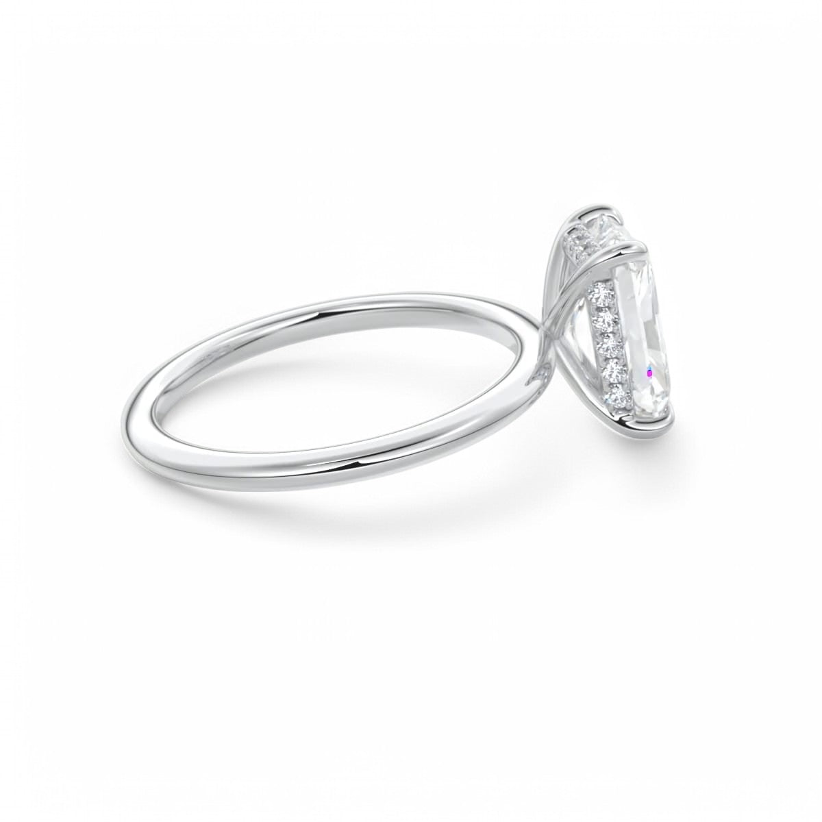 F/VS 2.00Ct Radiant Cut Lab Grown Diamond Hidden Halo Engagement Ring in 14k Yellow Gold