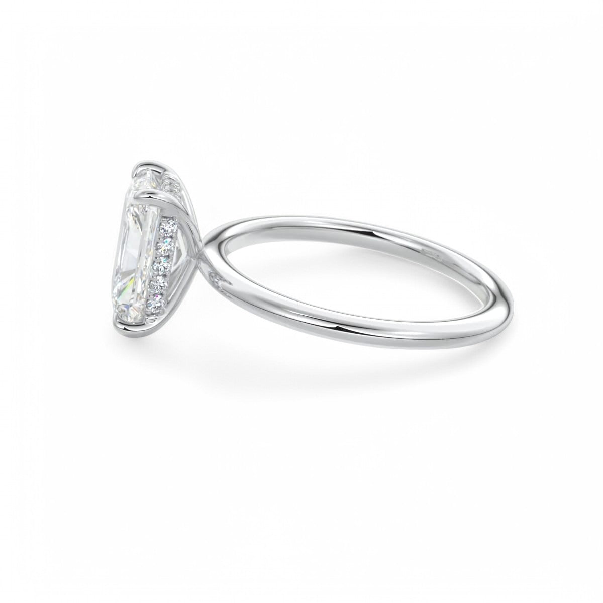 F/VS 2.00Ct Radiant Cut Lab Grown Diamond Hidden Halo Engagement Ring in 14k Yellow Gold