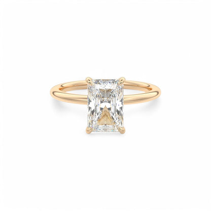 F/VS 2.00Ct Radiant Cut Lab Grown Diamond Hidden Halo Engagement Ring in 14k Yellow Gold