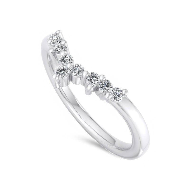 1/8Ct Round cut Lab Grown Diamond Stacking Curved wedding band