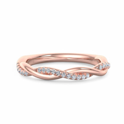 1/8ct Twisted Lab grown diamond Wedding band 14k White gold