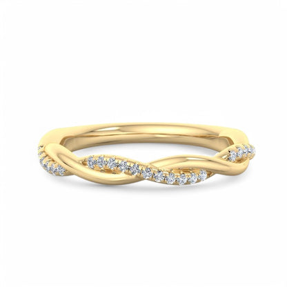 1/8ct Twisted Lab grown diamond Wedding band 14k White gold