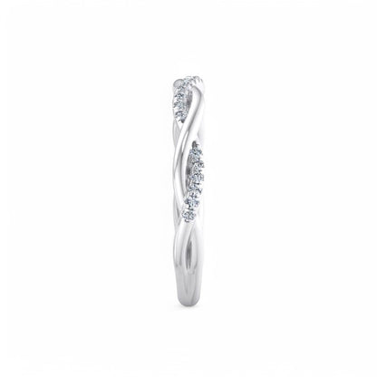 1/8ct Twisted Lab grown diamond Wedding band 14k White gold
