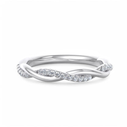 1/8ct Twisted Lab grown diamond Wedding band 14k White gold