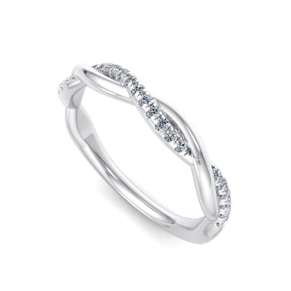 1/8ct Twisted Lab grown diamond Wedding band 14k White gold