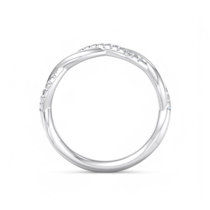 1/8ct Twisted Lab grown diamond Wedding band 14k White gold
