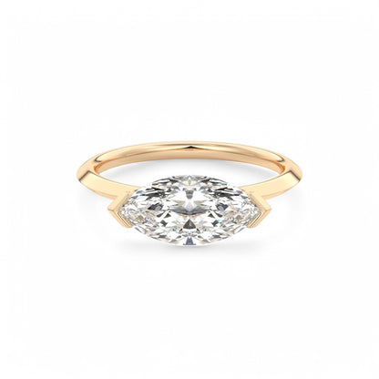 2.00Ct East West Marquise Cut Lab Grown Diamond Engagement Ring in 14k White Gold