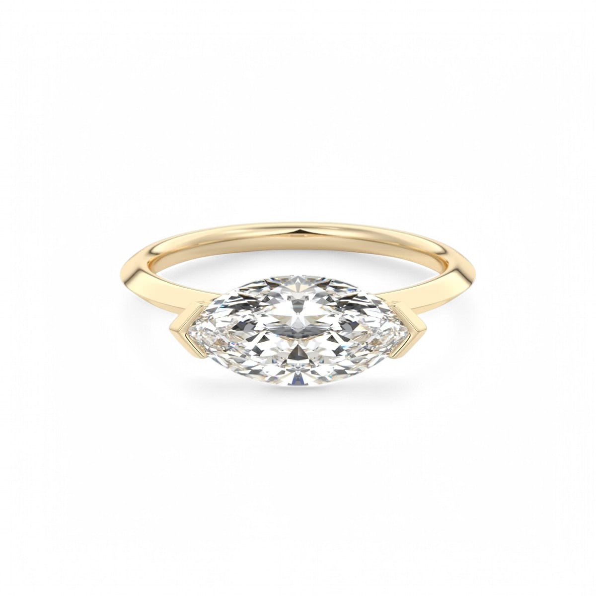 2.00Ct East West Marquise Cut Lab Grown Diamond Engagement Ring in 14k White Gold