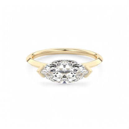 2.00Ct East West Marquise Cut Lab Grown Diamond Engagement Ring in 14k White Gold