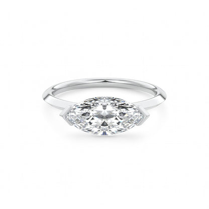 2.00Ct East West Marquise Cut Lab Grown Diamond Engagement Ring in 14k White Gold