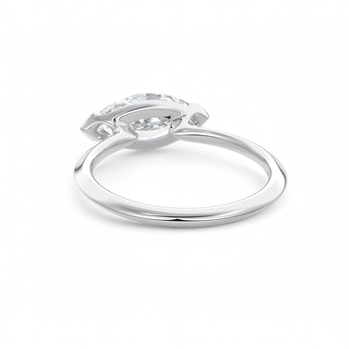 2.00Ct East West Marquise Cut Lab Grown Diamond Engagement Ring in 14k White Gold