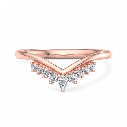 1/5Ct Pear & Round Cut Lab Grown Diamond Stacking Curved wedding band