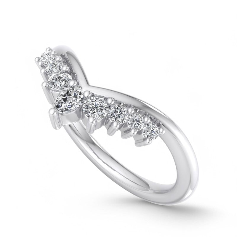 1/5Ct Pear & Round Cut Lab Grown Diamond Stacking Curved wedding band