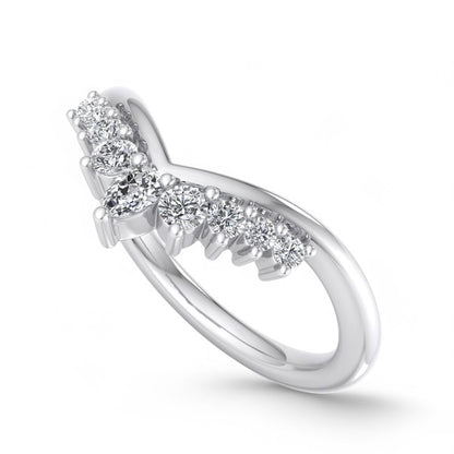 1/5Ct Pear & Round Cut Lab Grown Diamond Stacking Curved wedding band