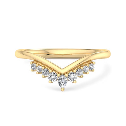 1/5Ct Pear & Round Cut Lab Grown Diamond Stacking Curved wedding band