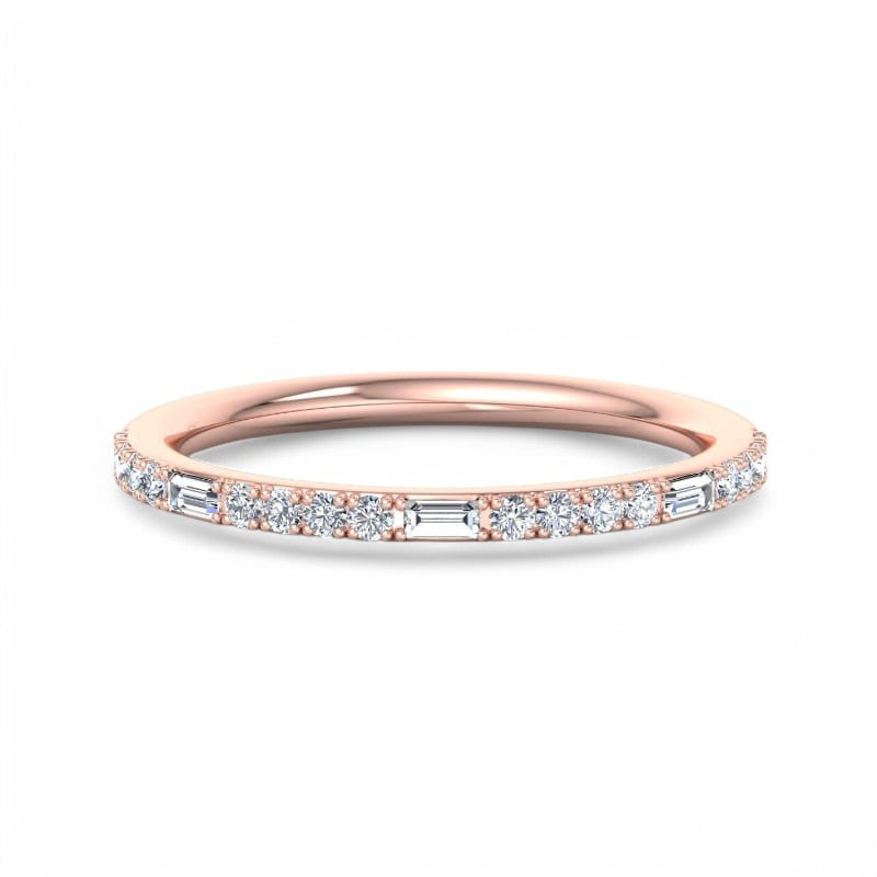 1/4 ct Baguette And Round Cut Colorless Lab Grown Diamond Wedding Band