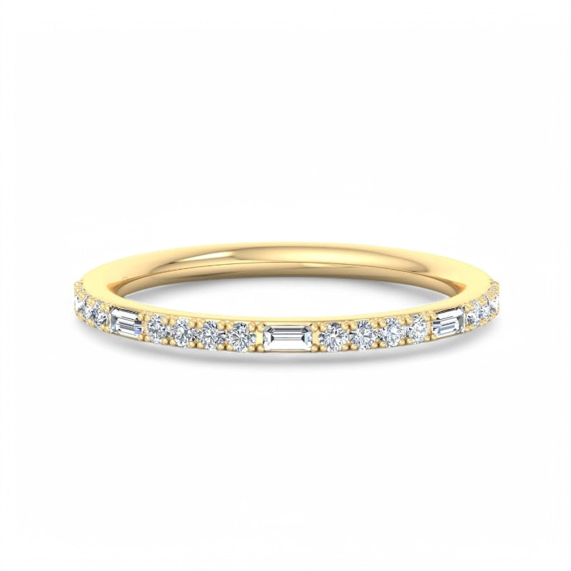 1/4 ct Baguette And Round Cut Colorless Lab Grown Diamond Wedding Band