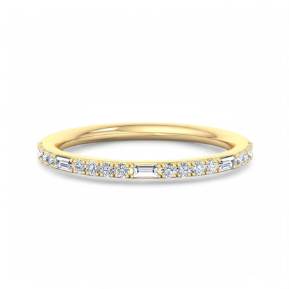 1/4 ct Baguette And Round Cut Colorless Lab Grown Diamond Wedding Band
