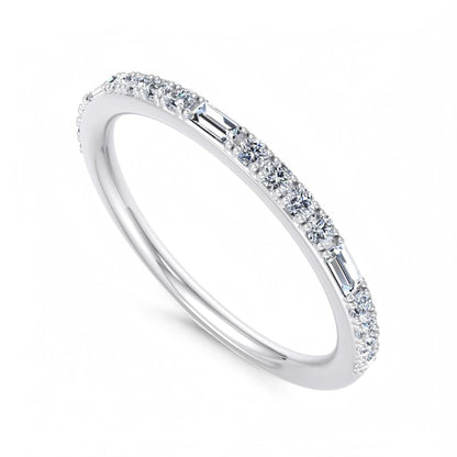 1/4 ct Baguette And Round Cut Colorless Lab Grown Diamond Wedding Band