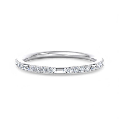 1/4 ct Baguette And Round Cut Colorless Lab Grown Diamond Wedding Band
