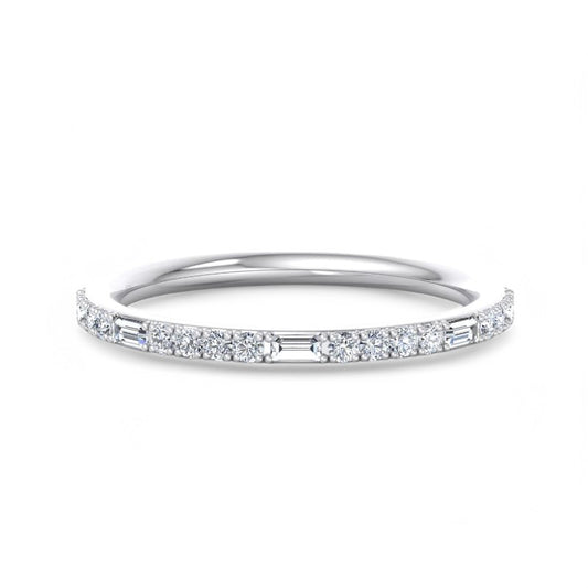 1/4 ct Baguette And Round Cut Colorless Lab Grown Diamond Wedding Band