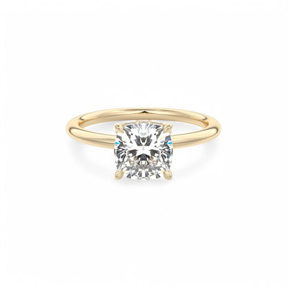 1.50Ct Cushion Cut Lab Grown Diamond Hidden Halo Engagement Ring in 14k White Gold