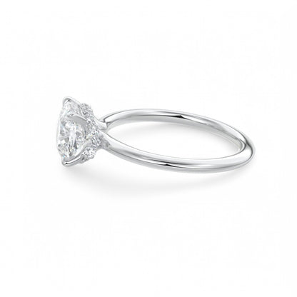 1.50Ct Cushion Cut Lab Grown Diamond Hidden Halo Engagement Ring in 14k White Gold
