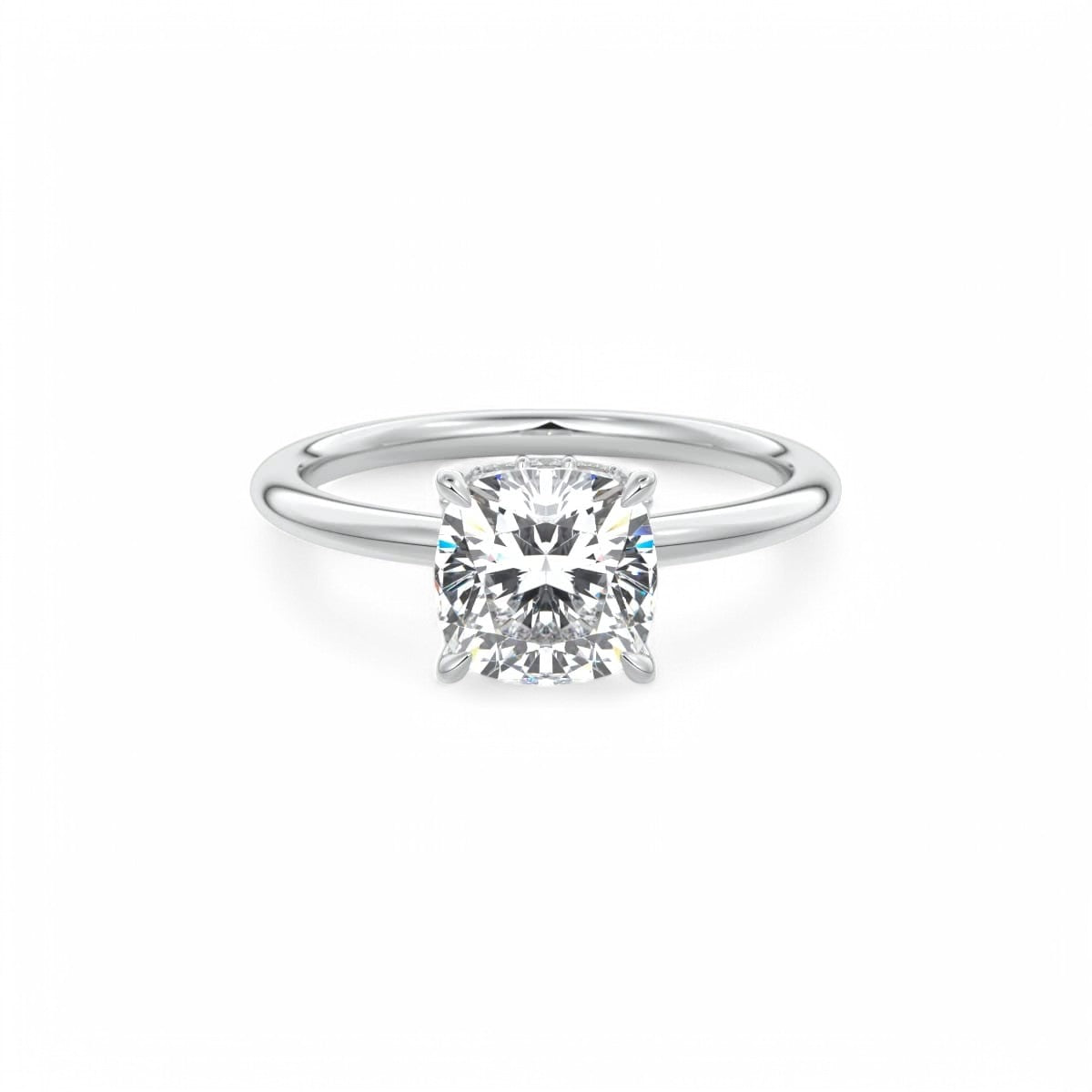 1.50Ct Cushion Cut Lab Grown Diamond Hidden Halo Engagement Ring in 14k White Gold
