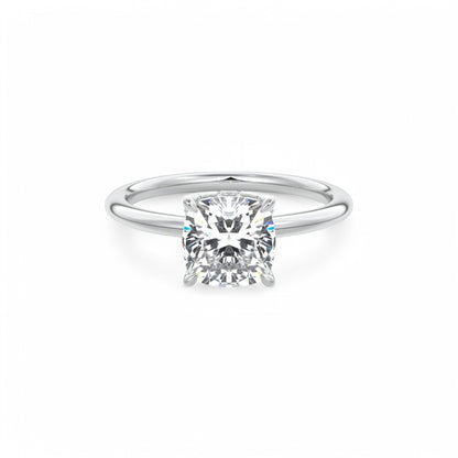 1.50Ct Cushion Cut Lab Grown Diamond Hidden Halo Engagement Ring in 14k White Gold