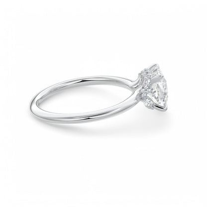 1.50Ct Cushion Cut Lab Grown Diamond Hidden Halo Engagement Ring in 14k White Gold