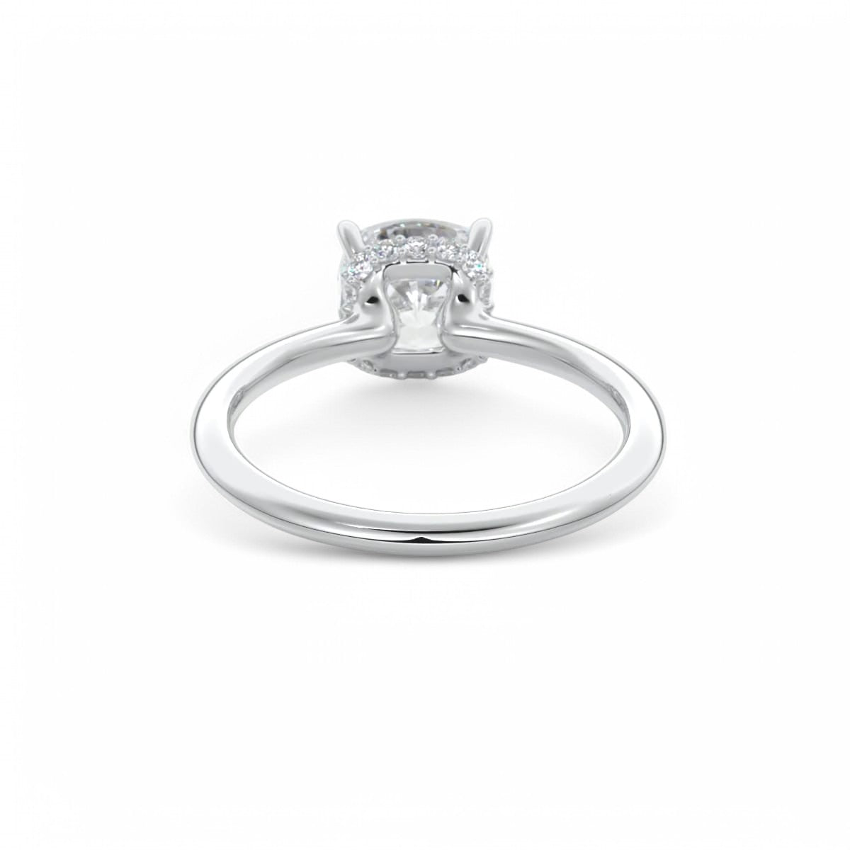 1.50Ct Cushion Cut Lab Grown Diamond Hidden Halo Engagement Ring in 14k White Gold
