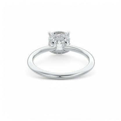 1.50Ct Cushion Cut Lab Grown Diamond Hidden Halo Engagement Ring in 14k White Gold