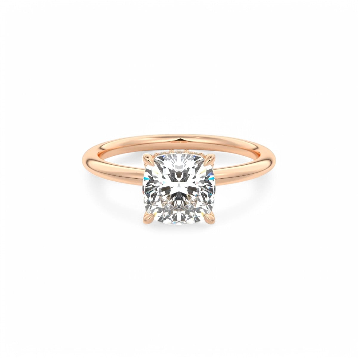 1.50Ct Cushion Cut Lab Grown Diamond Hidden Halo Engagement Ring in 14k White Gold