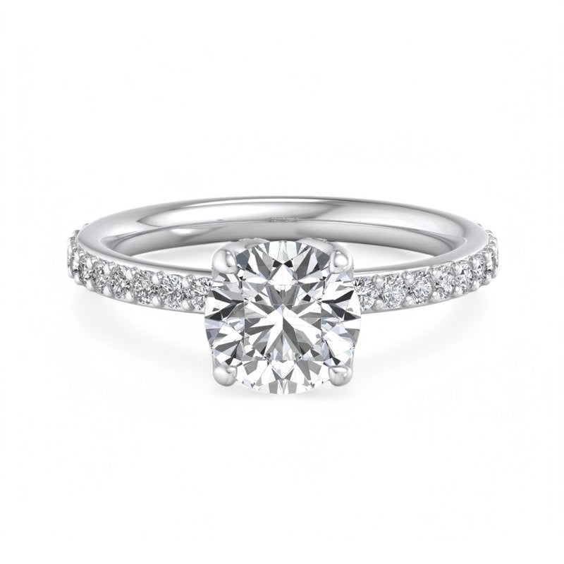 1.50CT Round Cut Lab Grown Diamond Solitaire With Accent Engagement Ring