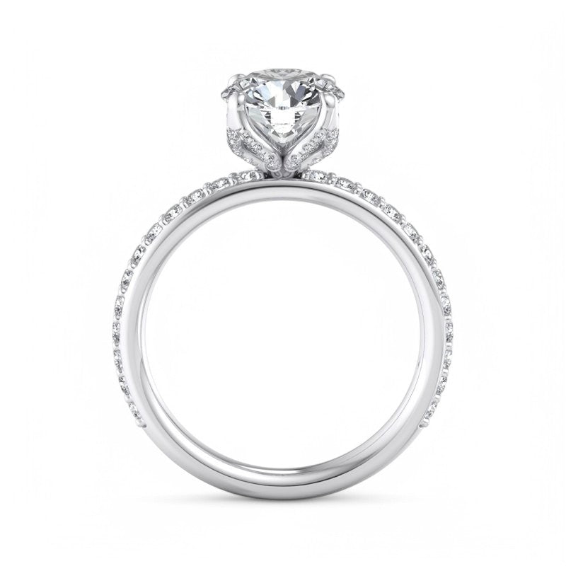 1.50CT Round Cut Lab Grown Diamond Solitaire With Accent Engagement Ring