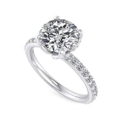1.50CT Round Cut Lab Grown Diamond Solitaire With Accent Engagement Ring