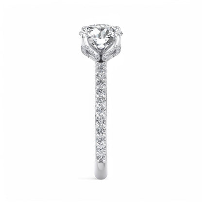 1.50CT Round Cut Lab Grown Diamond Solitaire With Accent Engagement Ring