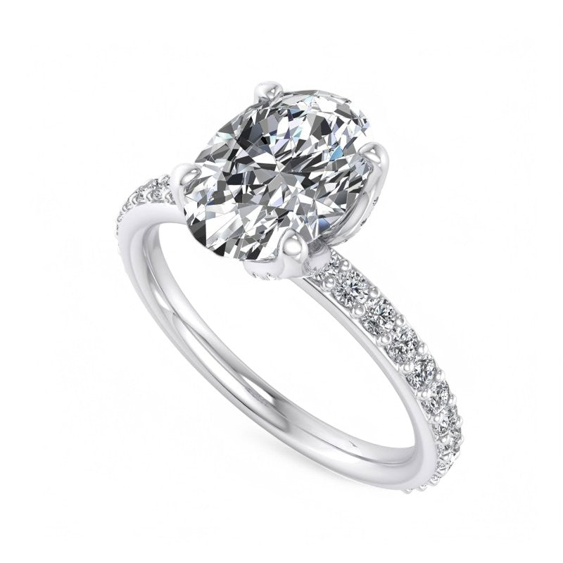 1.5 CT Oval Cut Lab Grown Diamond Engagement Ring for Women