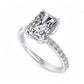 1.5 CT Radiant Cut Lab Grown Solitaire Hidden Halo Half Eternity Engagement Ring